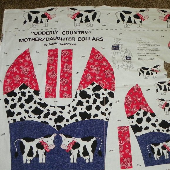 Vintage Cow Country Scarf Scrap Panel Fabric - Picture 1 of 12